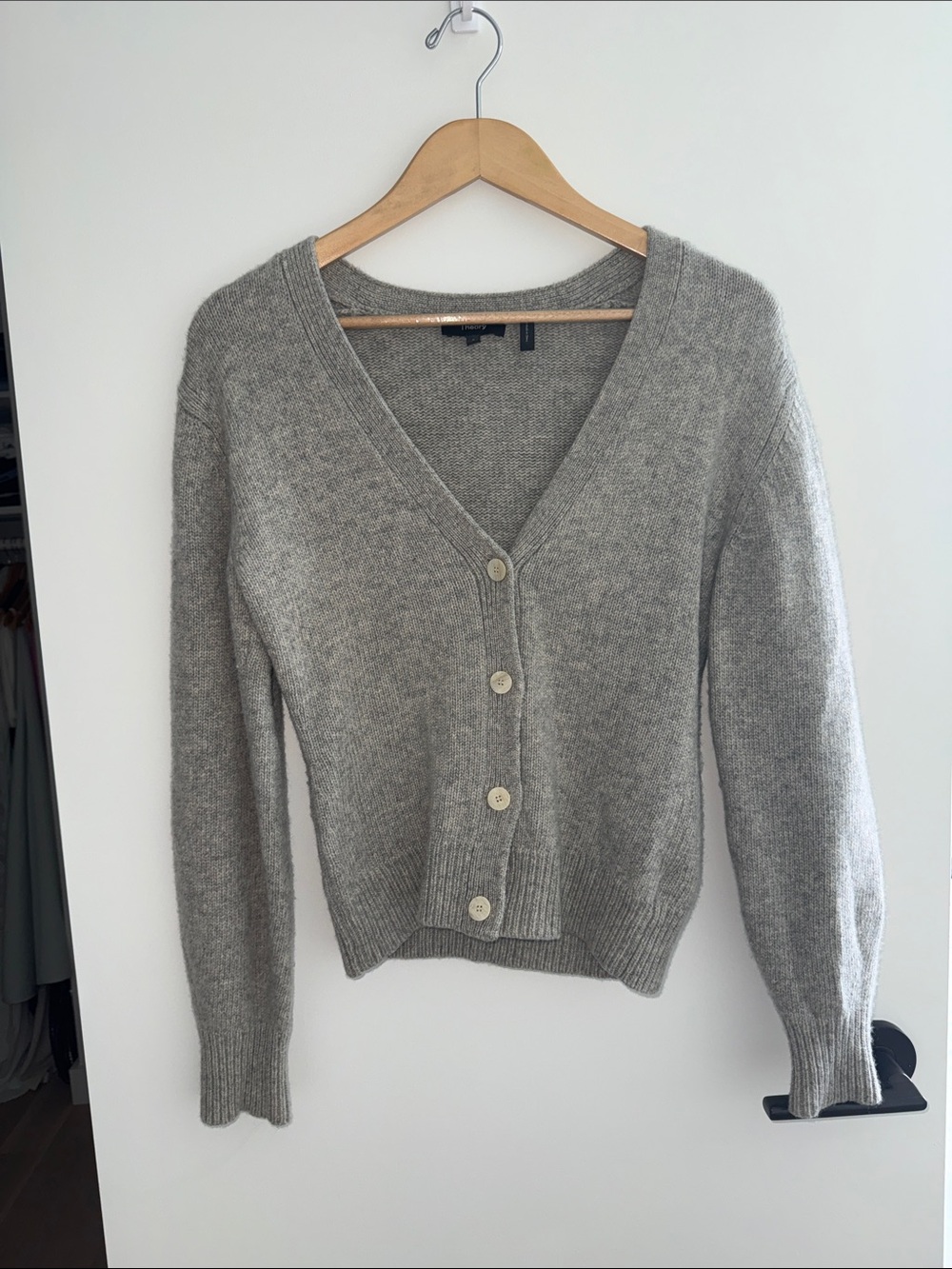 Theory Shaped Airy Cardigan in Oatmeal
